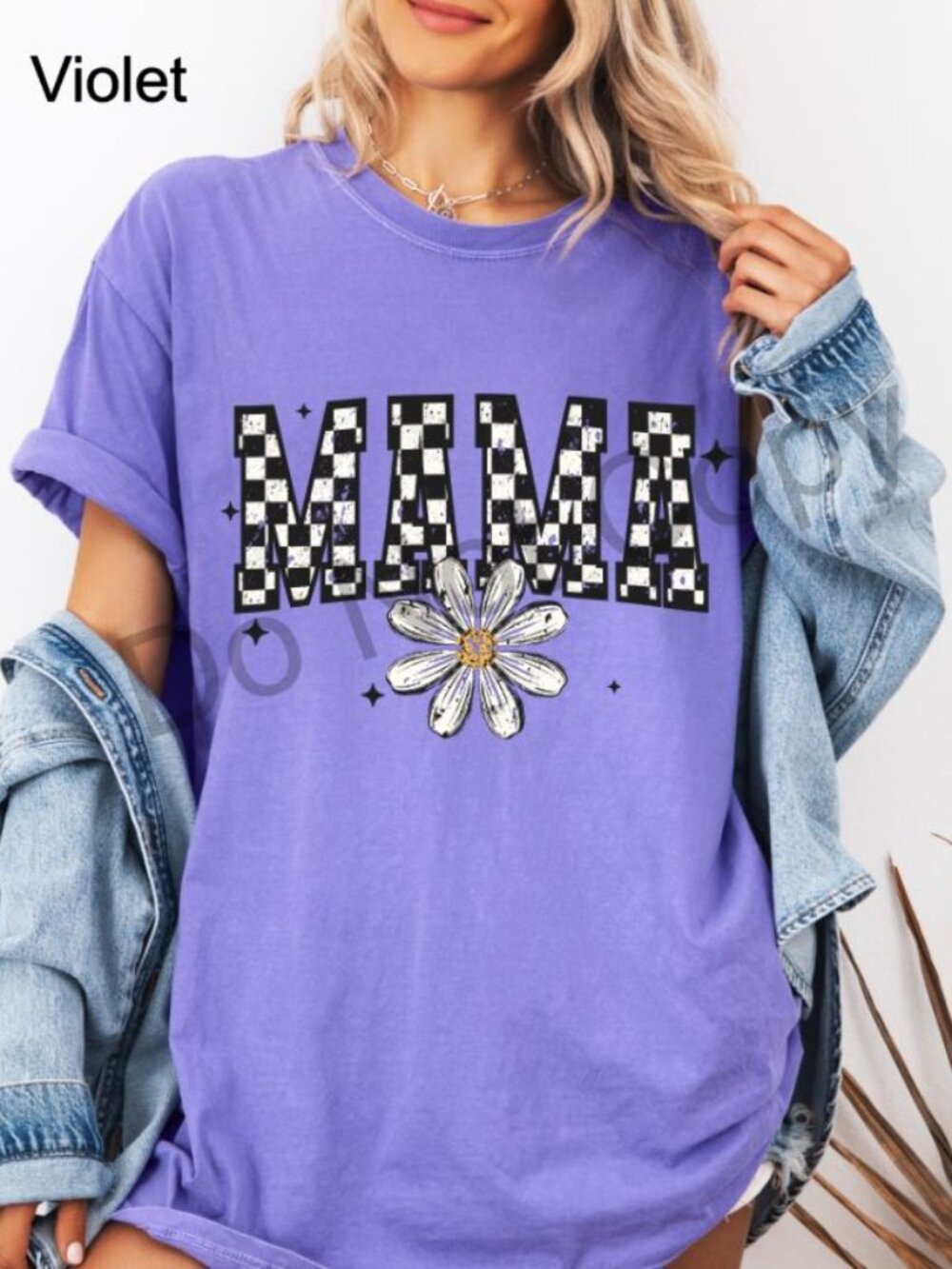 Comfort‎ Colors Mama Checkered Daisy Shirt Trendy Mom Graphic Tee Floral Mom